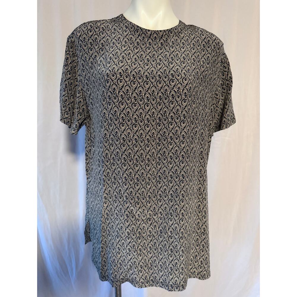 August Silk Navy Cream Paisley Blouse - XL